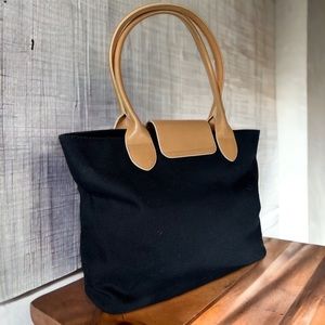 Preston & York classic leather/canvas satchel tote shoulder carry all bag S017